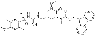 N-[(1S)-4-[[Imino[[(4-methoxy-2,3,6-trimethylphenyl)sulfonyl]amino]methyl]amino]-1-[(methoxymethylamino)carbonyl]butyl]carbamic acid 9H-fluoren-9-ylmethyl ester molecular structure (CAS 210532-73-3)