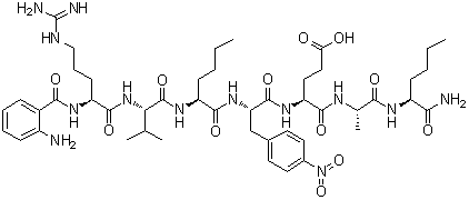 2-氨基苯甲酰-L-精氨酰-L-缬氨酰-L-正亮氨酰-4-硝基-L-苯丙氨酰-L-alpha-谷氨酰-L-丙氨酰-L-正亮氨酰胺分子结构 (CAS 210644-49-8)
