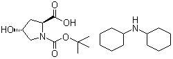 结构式 CAS# 21157-12-0, 二环己基铵 (2S,4R)-1-(叔丁氧羰基)-4-羟基吡咯烷-2-羧酸盐