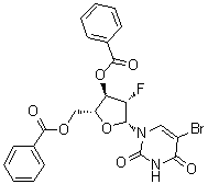 structure of CAS# 213136-12-0, 5-Bromo-1-(3,5-di-O-benzoyl-2-deoxy-2-fluoro-beta-D-arabinofuranosyl)-2,4(1H,3H)-pyrimidinedione