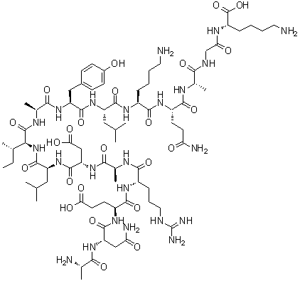L-Alanyl-L-asparaginyl-L-alpha-glutamyl-L-arginyl-L-alanyl-L-alpha-aspartyl-L-leucyl-L-isoleucyl-L-alanyl-L-tyrosyl-L-leucyl-L-lysyl-L-glutaminyl-L-alanylglycyl-L-lysine molecular structure (CAS 213260-63-0)