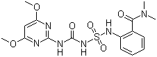 structure of CAS# 213464-77-8, Orthosulfamuron;1-(4,6-Dimethoxypyrimidin-2-yl)-3-[2-(dimethylcarbamoyl)phenylsulfamoyl]urea