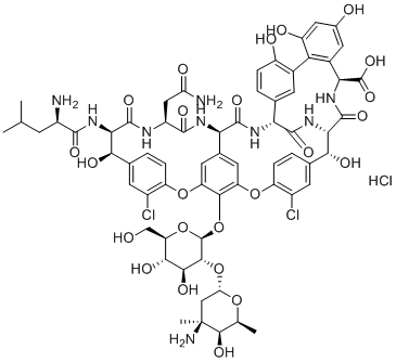 structure of CAS# 213997-73-0, Norvancomycin hydrochloride;(1S,2R,18R,19R,22S,25R,28R,40S)-48-[(2S,3R,4S,5S,6R)-3-[(2S,4S,5S,6S)-4-amino-5-hydroxy-4,6-dimethyloxan-2-yl]oxy-4,5-dihydroxy-6-(hydroxymethyl)oxan-2-yl]oxy-19-[[(2R)-2-amino-4-methylpentanoyl]amino]-22-(2-amino-2-oxoethyl)-5,15-dichloro-2,18,32,35,37-pentahydroxy-20,23,26,42,44-pentaoxo-7,13-dioxa-21,24,27,41,43-pentazaoctacyclo[26.14.2.23,6.214,17.18,12.129,33.010,25.034,39]pentaconta-3,5,8(48),9,11,14,16,29(45),30,32,34(39),35,37,46,49-pentadecaene-40-carboxylic acid;hydrochloride