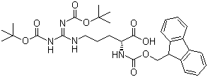 N-[(9H-芴-9-基甲基)羰基]-N',N''-二[叔丁氧羰基]-D-精氨酸分子结构 (CAS 214852-34-3)