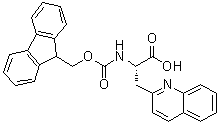 structure of CAS# 214852-56-9, (alphaS)-alpha-[[(9H-Fluoren-9-ylmethoxy)carbonyl]amino]-2-quinolinepropanoic acid