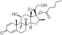 structure of CAS# 2152-44-5, Betamethasone 17-valerate;1,4-Pregnadiene-11b,17a,21-triol-9a-fluoro-16b-methyl-3,20-dione 17-valerate; 9-Fluoro-11beta,17,21-trihydroxy-16beta-methylpregna-1,4-diene-3,20-dione 17-valerate
