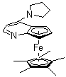 [(1,2,3,4,5-eta)-1,2,3,4,5-Pentamethyl-2,4-cyclopentadien-1-yl][(4a,5,6,7,7a-eta)-(7aR)-4-(1-pyrrolidinyl)-4aH-cyclopenta[b]pyridin-4a-yl]iron molecular structure (CAS 217459-10-4)