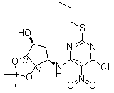 (3aR,4S,6R,6aS)-6-[[6-Chloro-5-nitro-2-(propylthio)-4-pyrimidinyl]amino]tetrahydro-2,2-dimethyl-4H-cyclopenta-1,3-dioxol-4-ol molecular structure (CAS 220241-59-8)