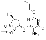 结构式 CAS# 220241-60-1, (3aR,4S,6R,6aS)-6-[[5-氨基-6-氯-2-(丙硫基)-4-嘧啶基]氨基]四氢-2,2-二甲基-4H-环戊烯并-1,3-二恶茂-4-醇