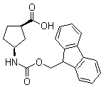 结构式 CAS# 220497-67-6, (1R,3S)-3-[[(9H-芴-9-基甲氧基)羰基]氨基]-环戊基羧酸