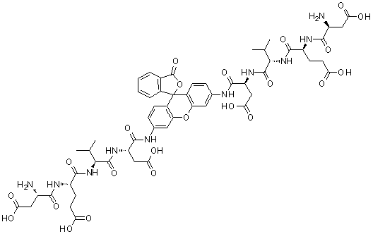 4,4'-(3-Oxospiro[isobenzofuran-1(3H),9'-[9H]xanthene]-3',6'-diyl)bis[L-alpha-aspartyl-L-alpha-glutamyl-L-valyl-L-alpha-asparagine] molecular structure (CAS 220846-75-3)