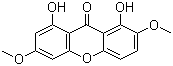 structure of CAS# 22172-17-4, Methylswertianin;1,8-Dihydroxy-3,7-dimethoxyxanthen-9-one; 1,8-Dihydroxy-3,7-dimethoxyxanthone; 1,8-Dihydroxy-2,6-dimethoxyxanthone; Svercyaperenin; Swertiaperenine; Swertiaperennin