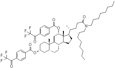 structure of CAS# 222310-82-9, Carbonate ionophore VII;N,N-Dioctyl-3alpha,12alpha-bis(4-trifluoroacetylbenzoxyl)-5beta-cholan-24-amide