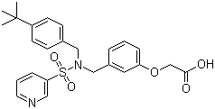 structure of CAS# 223488-57-1, CP-533536;2-[3-[N-(4-tert-Butylbenzyl)-N-(pyridin-3-ylsulfonyl)aminomethyl]phenoxy]acetic acid