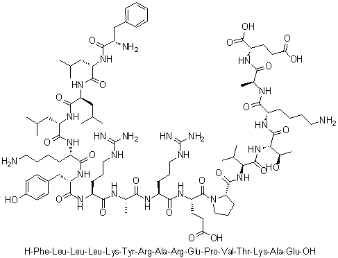 L-Phenylalanyl-L-leucyl-L-leucyl-L-leucyl-L-lysyl-L-tyrosyl-L-arginyl-L-alanyl-L-arginyl-L-alpha-glutamyl-L-prolyl-L-valyl-L-threonyl-L-lysyl-L-alanyl-L-glutamic acid molecular structure (CAS 224043-34-9)