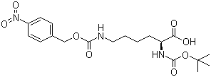 structure of CAS# 22601-53-2, N-[(1,1-Dimethylethoxy)carbonyl]-N'-[[(4-nitrophenyl)methoxy]carbonyl]-L-lysine;Boc-Lys(4-nitro-Z)-OH