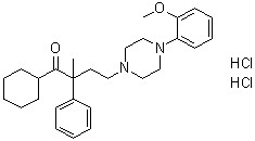1-Cyclohexyl-4-[4-(2-methoxyphenyl)-1-piperazinyl]-2-methyl-2-phenyl-1-butanone dihydrochloride molecular structure (CAS 228418-81-3)