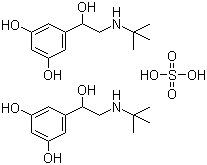 结构式 CAS# 23031-32-5, 硫酸特布他林; 2-叔丁氨基-1-(3,5-二羟基苯基)乙醇硫酸盐 (2:1)