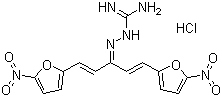 structure of CAS# 2315-20-0, Nitrovin hydrochloride;1,5-Bis(5-nitro-2-furyl)-1,4-pentadiene-3-aminohydrazone hydrochloride; 3-(3-(5-Nitro-2-furyl)-1-(2-(5-nitro-2-furyl)vinyl)allylidene)carbazamidine hydrochloride