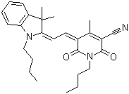 1-Butyl-5-[2-(1-butyl-3,3-dimethyl-1,3-dihydroindol-2-ylidene)ethylidene]-4-methyl-2,6-dioxo-1,2,5,6-tetrahydropyridine-3-carbonitrile molecular structure (CAS 233748-97-5)