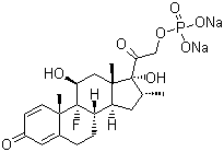 structure of CAS# 2392-39-4, Dexamethasone 21-phosphate disodium salt;9-Fluoro-11,17-dihydroxy-16-methyl-21-(phosphonooxy)pregna-1,4-diene-3,20-dione disodium salt