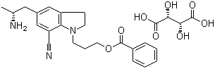 5-[(2R)-2-氨基丙基]-2,3-二氢-1-[3-(苯甲酰氧基)丙基]-1H-吲哚-7-腈酒石酸盐分子结构 (CAS 239463-85-5)