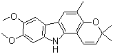 structure of CAS# 24123-92-0, Kenidine;Kenigicine; Kenimbidine; Koenidine; Koenigicine; Koenimbidine; NSC 127151; 3,11-Dihydro-8,9-dimethoxy-3,3,5-trimethylpyrano[3,2-a]carbazole