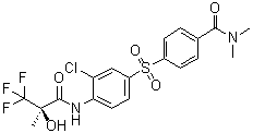 结构式 CAS# 252017-04-2, 4-[[3-氯-4-[[(2R)-3,3,3-三氟-2-羟基-2-甲基-1-氧代丙基]氨基]苯基]磺酰基]-N,N-二甲基苯甲酰胺