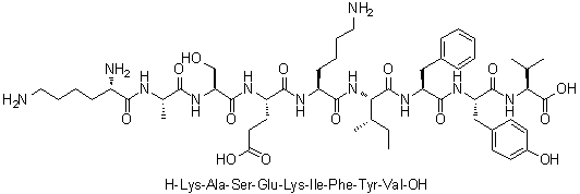 L-Lysyl-L-alanyl-L-seryl-L-alpha-glutamyl-L-lysyl-L-isoleucyl-L-phenylalanyl-L-tyrosyl-L-valine molecular structure (CAS 253666-99-8)