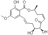 structure of CAS# 253863-19-3, (5Z)-7-Oxozeaenol;(3S,5Z,8S,9S,11E)-3,4,9,10-Tetrahydro-8,9,16-trihydroxy-14-methoxy-3-methyl-1H-2-benzoxacyclotetradecin-1,7(8H)-dione; C 292; F 152; FR 148083; L 783279; LL-Z 1640-2; f 152 A1