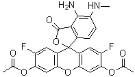 结构式 CAS# 254109-22-3, 4-氨基-5-甲基氨基-2',7'-二氟荧光素二乙酸酯