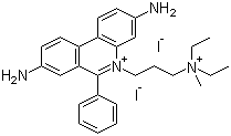structure of CAS# 25535-16-4, Propidium iodide;3,8-Diamino-5-[3-(diethylmethylammonio)propyl]-6-phenylphenanthridinium diiodide