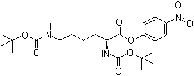 结构式 CAS# 2592-19-0, N,N'-二叔丁氧羰基-L-赖氨酸对硝基苯酚酯