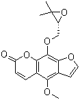 structure of CAS# 26091-79-2, Byakangelicol;Biacangelicol; 9-[[(2R)-3,3-Dimethyl-2-oxiranyl]methoxy]-4-methoxy-7H-furo[3,2-g][1]benzopyran-7-one