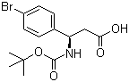 结构式 CAS# 261380-20-5, Boc-4-溴-L-beta-苯丙氨酸; (R)-N-Boc-3-氨基-3-(4-溴苯基)丙酸; (R)-N-叔丁氧羰基-3-氨基-3-(4-溴苯基)丙酸