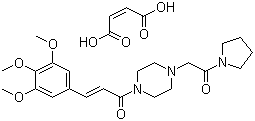结构式 CAS# 26328-04-1, 马来酸桂哌齐特; 1-[(1-吡咯烷甲酰)甲基]-4-(3,4,5-三甲氧基肉桂酰基)哌嗪顺丁烯二酸盐