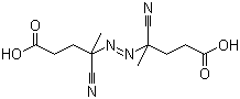 structure of CAS# 2638-94-0, 4,4'-Azobis(4-cyanovaleric acid);4,4'-Azobis(4-cyanopentanoic acid); ACVA