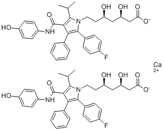 structure of CAS# 265989-44-4, Atorvastatin Impurity 22;para-Hydroxy Atorvastatin CalciuM Salt;calcium (3R,5R)-7-[2-(4-fluorophenyl)-4-[(4-hydroxyphenyl)carbamoyl]-3-phenyl-5-propan-2-ylpyrrol-1-yl]-3,5-dihydroxyheptanoate