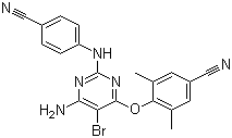 structure of CAS# 269055-15-4, Etravirine;4-[[6-Amino-5-bromo-2-[(4-cyanophenyl)amino]-4-pyrimidinyl]oxy]-3,5-dimethylbenzonitrile