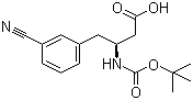 结构式 CAS# 270065-86-6, N-叔丁氧羰基-(S)-3-氨基-4-(3-氰基苯基)丁酸