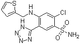 结构式 CAS# 27589-33-9, 阿佐酰胺; 2-氯-5-(1H-四氮唑-5-基)-4-(2-噻吩甲基氨基)苯磺酰胺