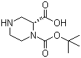 结构式 CAS# 278788-60-6, (R)-1-Boc-哌嗪-2-羧酸; (R)-哌嗪-1,2-二羧酸 1-叔丁酯