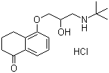 结构式 CAS# 27912-14-7, 盐酸左布诺洛尔; 5-[3-叔丁基氨基-2-羟基丙氧基]-3,4-二氢-2H-萘-1-酮盐酸盐