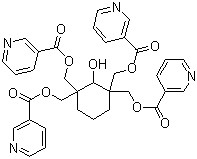 structure of CAS# 27959-26-8, Nicomol;[2-Hydroxy-1,3,3-tris(pyridine-3-carbonyloxymethyl)cyclohexyl]methyl pyridine-3-carboxylate