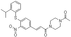 structure of CAS# 280749-17-9, (2E)-1-(4-Acetyl-1-piperazinyl)-3-[4-[[2-(1-methylethyl)phenyl]thio]-3-nitrophenyl]-2-propen-1-one;A 286982