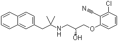 structure of CAS# 284035-33-2, NPS 2143;2-Chloro-6-[(2R)-3-[[1,1-dimethyl-2-(2-naphthalenyl)ethyl]amino]-2-hydroxypropoxy]benzonitrile