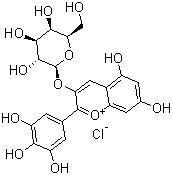 structure of CAS# 28500-00-7, Delphinidin 3-D-galactoside chloride;3-(beta-D-Galactopyranosyloxy)-5,7-dihydroxy-2-(3,4,5-trihydroxyphenyl)-1-benzopyrylium chloride; 3-(D-Galactosyloxy)-3',4',5,5',7-pentahydroxyflavylium chloride; 3-(beta-D-Galactopyranosyloxy)-3',4',5,5',7-pentahydroxyflavylium chloride; Delphinidin 3-monogalactoside chloride