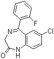 structure of CAS# 2886-65-9, 7-Chloro-5-(2-fluoro-phenyl)-1,3-dihydro-2H-1,4-benzodiazepin-2-one;5-(2-Fluorophenyl)-7-chloro-1,4-benzodiazepin-2-one