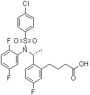 结构式 CAS# 290315-45-6, 2-[(1R)-1-[[(4-氯苯基)磺酰基](2,5-二氟苯基)氨基]乙基]-5-氟苯丁酸