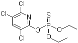 structure of CAS# 2921-88-2, Chlorpyrifos;O,O-Diethyl O-3,5,6-trichloro-2-pyridyl phosphorothioate; Phosphorothioic acid O,O-diethyl O-(3,5,6-trichloro-2-pyridinyl) ester; Chlorpyrifos-ethyl; Chlorpyritos; Dowco 179; Dursban HF; Eradex; Lorsban 4E-SG; Pyrinex; Super I.Q.A.P.T.; Trichlorpyrphos